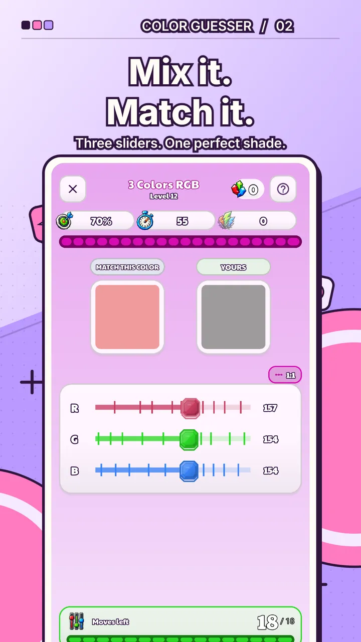 Color mixing — three RGB sliders and one perfect shade